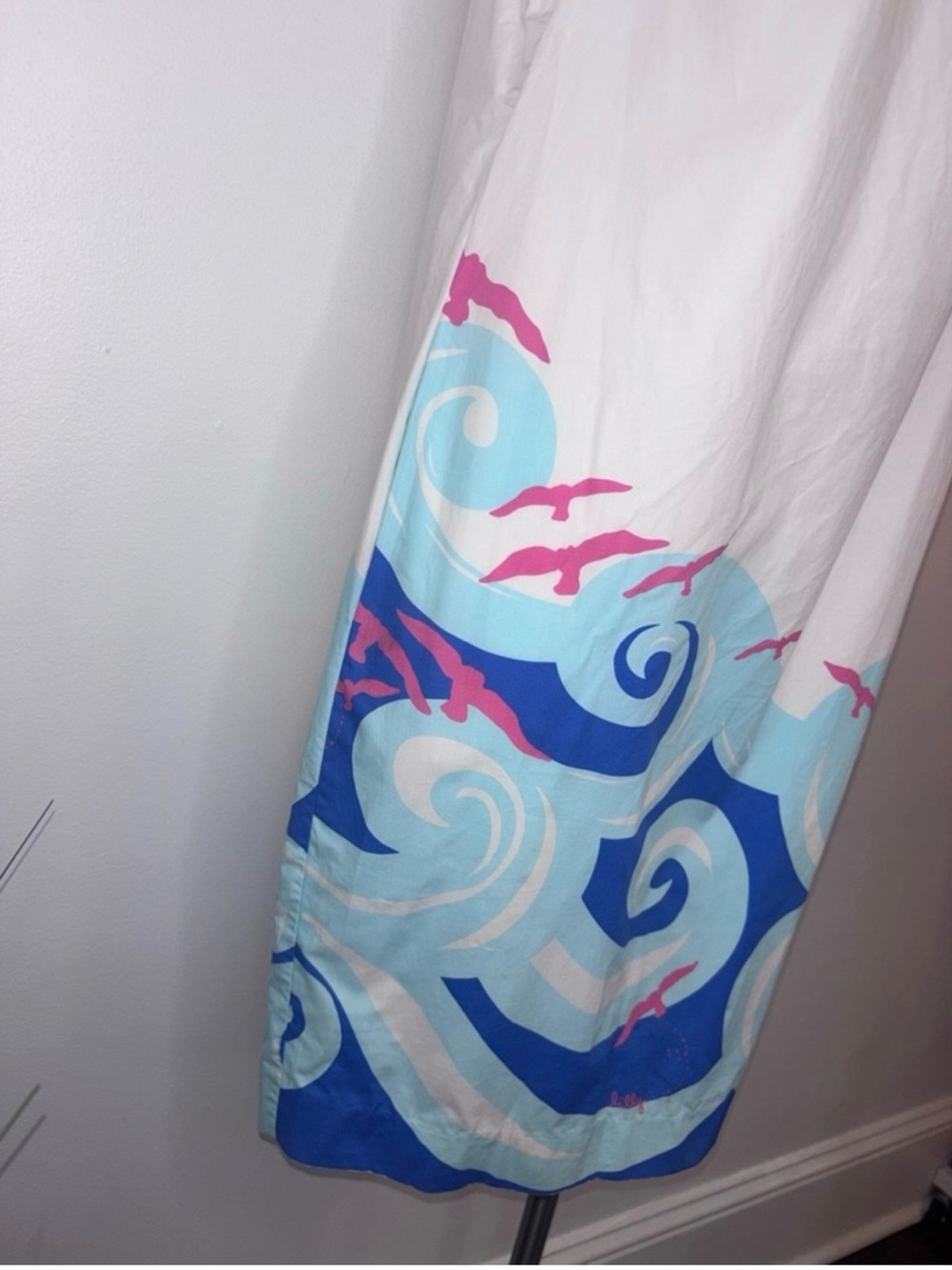 Lilly Pulitzer Lilly’s Gulls Bellevue Blue Cara Dress Wave Print Large - Picture 8 of 13